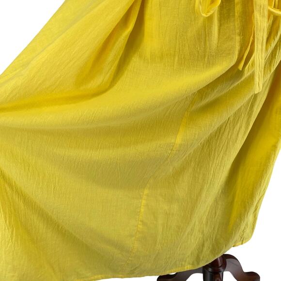 Vtg 80s 90s Two Potato Button Down Tie Back Short Sleeve Maxi Dress L Yellow NOS - Picture 11 of 16